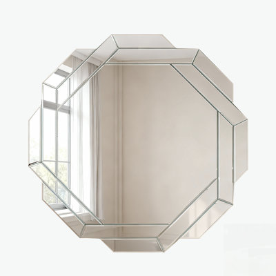 Octagonal Frameless Wall Mirror with Beveled Edge for Modern Home Decor and Enhanced Light Reflection