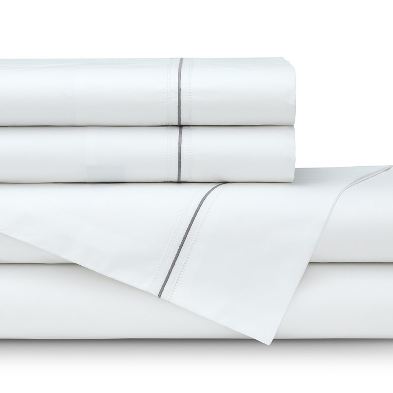 Bella Percale Sheet Set, King Sheet Set + 2 Pillowcases, Silver/White