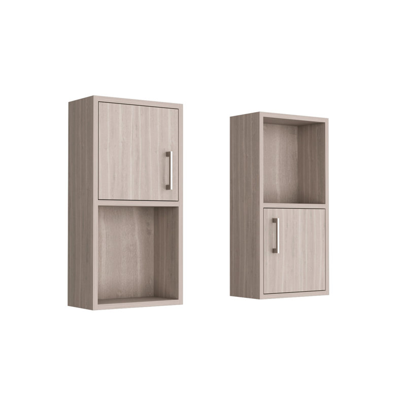 Armoire à pharmacie murale avec rangement ouvert et fermé, Naturel