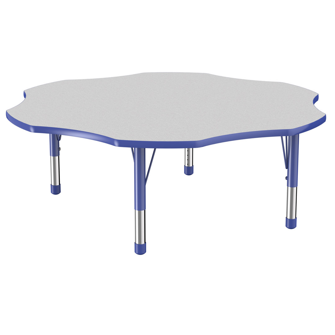60" x 60" Flower T-Mold Activity Table with Adjustable Legs Factory Direct Partners Top/Side 