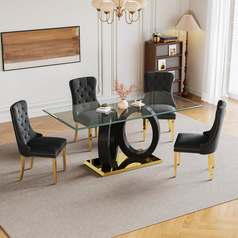 Glass Top Pedestal Dining Set