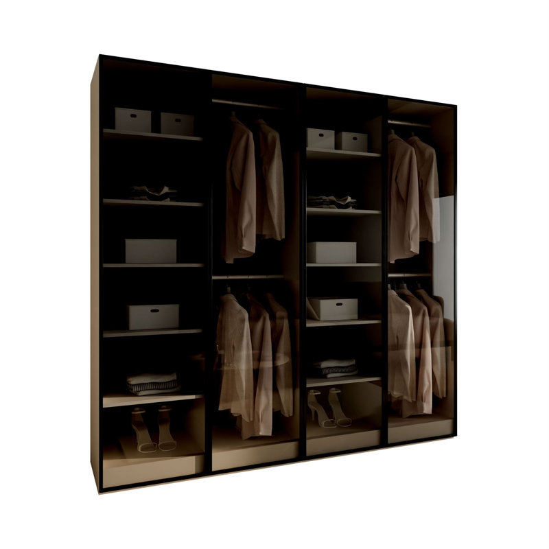 4 Door Wardrobe, Beige/Matte Black