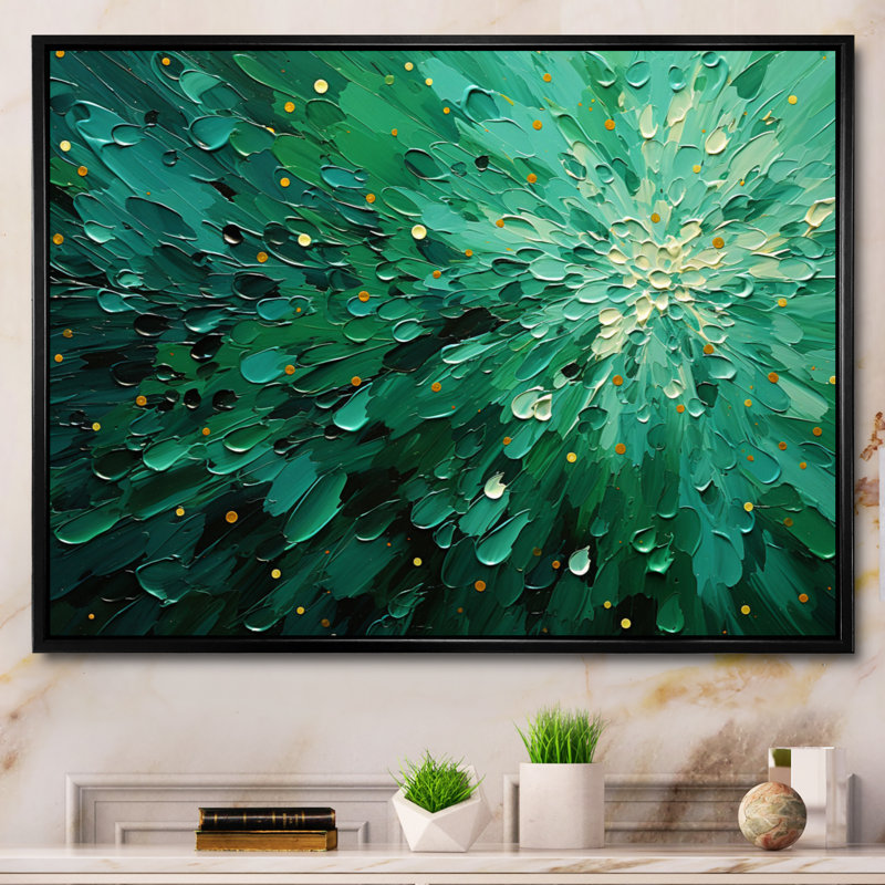 Décoration murale Emerald Euphoria II - Paysages abstraits, Reproduction avec cadre flottant, H 34 po x l 44 po, Noir