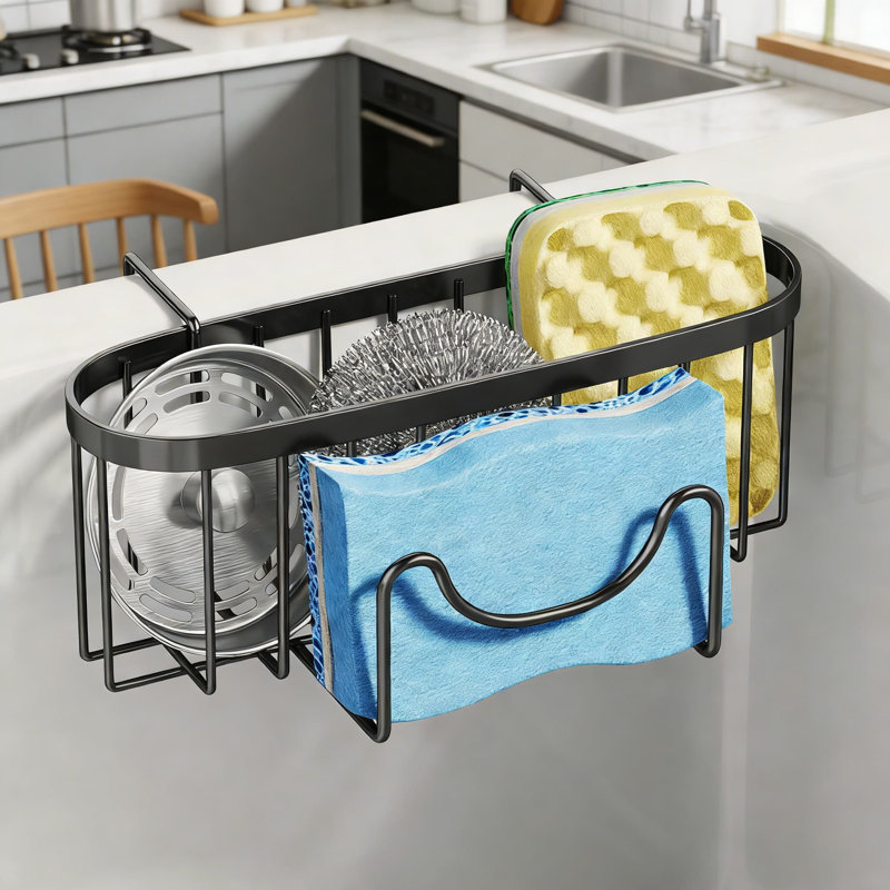 Porte-éponge en acier inoxydable - Porte-éponge en forme de M pour éviers de cuisine à double cuve avec drainage rapide, conception peu encombrante
