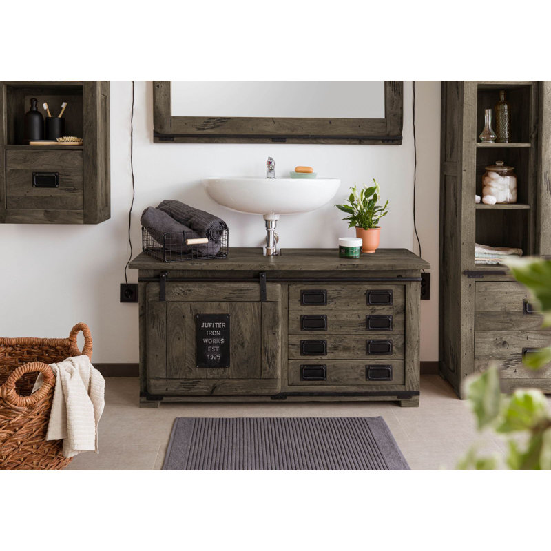 Railway 120cm Single Bathroom Vanity Base Only, Grey