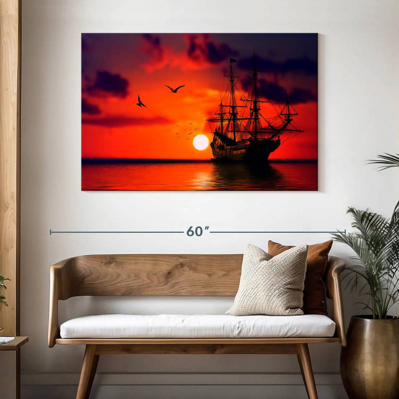 Mehar Ship Sunset, 32" H x 48" W