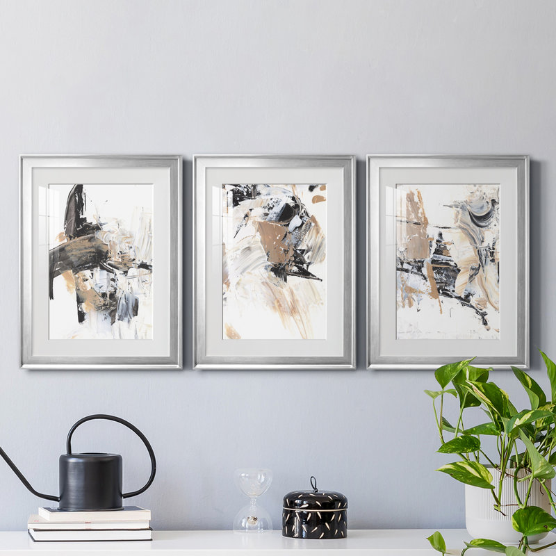 Ruckus I - Ensemble de 3 cadres photo, Cadre argenté, H 30,5 po x l 67,5 po x P 1 po
