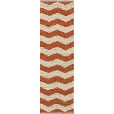 Tapis beurre / orange brûlé tissé à la main Hermine