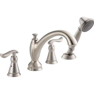Linden Double Handle Deck Mounted Roman Tub Faucet Trim with Diverter and Handshower
