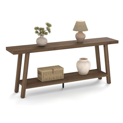 Extra Long Brown Farmhouse Console Table for Living Room - Rectangular 2-Tier Entryway Sofa Table - Sturdy Accent Furniture - 70.87 Inches - Color: Brown