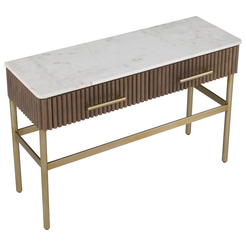 Two Drawer Rectangular Console, White