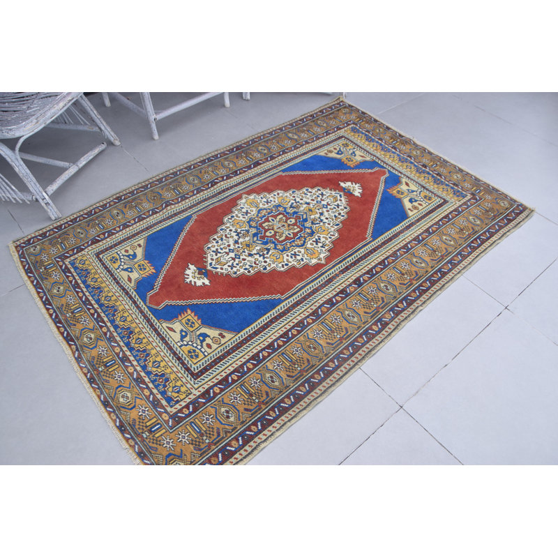 Tapis turc vintage en laine pour l'extérieur et l'intérieur avec un design rouge antique
