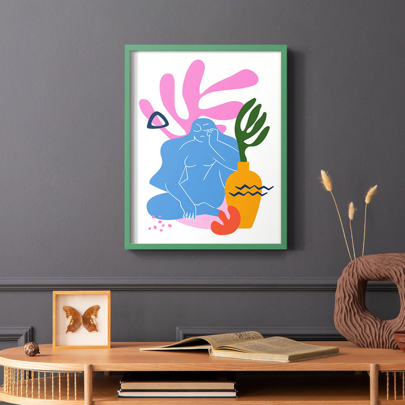 Matisse CDLII Framed Print - Solid Wood, Green Single Picture Framed, 10" H x 8" W