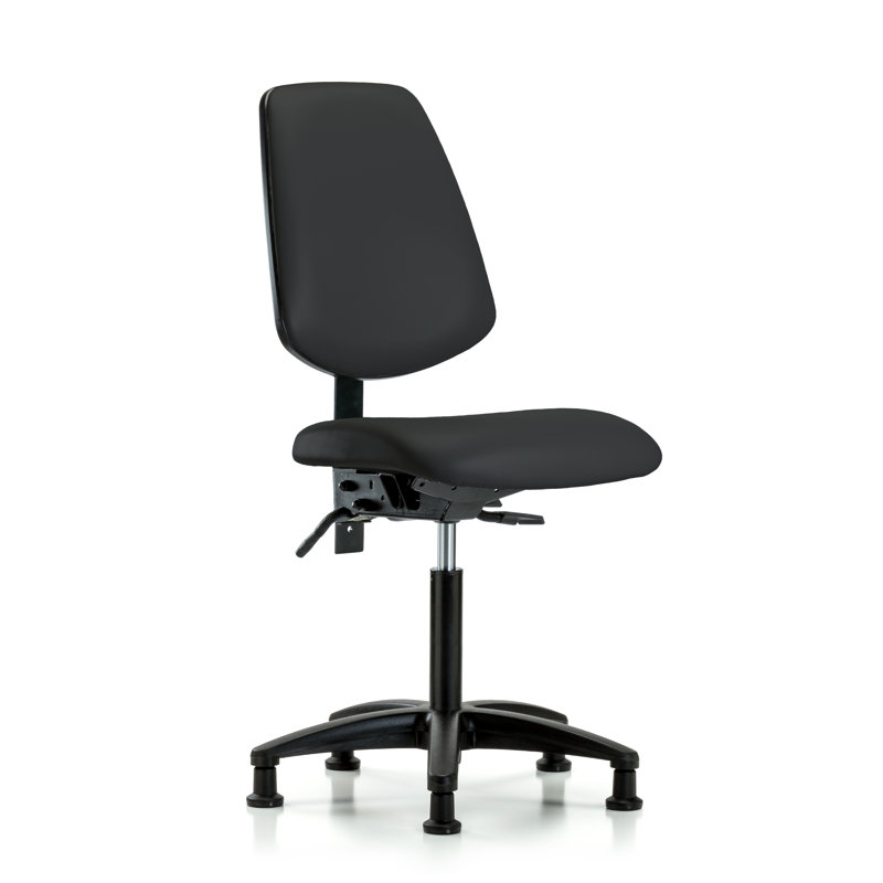 Blue Ridge Ergonomics Vinyl Task Chair, Included, Black, Glides