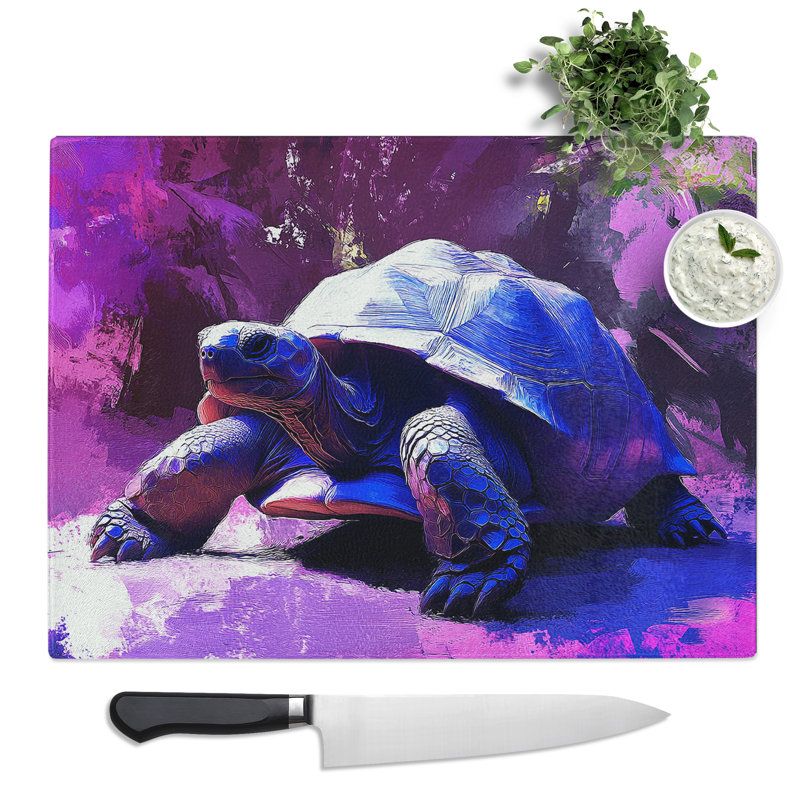 Tortoise Illustrated  Glass Chopping Board