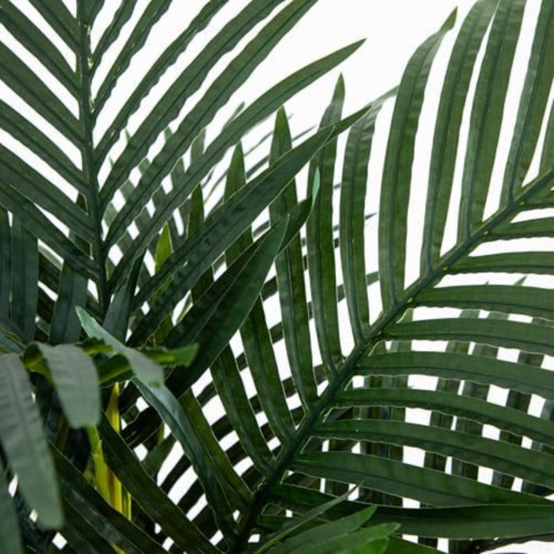 Arbre artificiel à 2 tiges de palmier 4 pi avec feuillage réaliste luxuriant - plante de palmier artificielle d'intérieur sans entretien pour le salon, palmier synthétique facile à installer, décoration tropicale parfaite