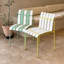 Ensemble de 4 chaises à blocs modernes rayées - Siège imperméable et pieds en métal robustes, ensemble de salle à manger intérieur / extérieur pour patio, balcon, café (blanc et jaune)-1493268082