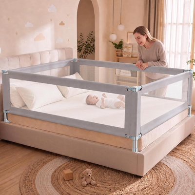 Ensemble de 4 barrières de sécurité pour bébé, barrière de sécurité pour tout-petits, grands lits ajustés