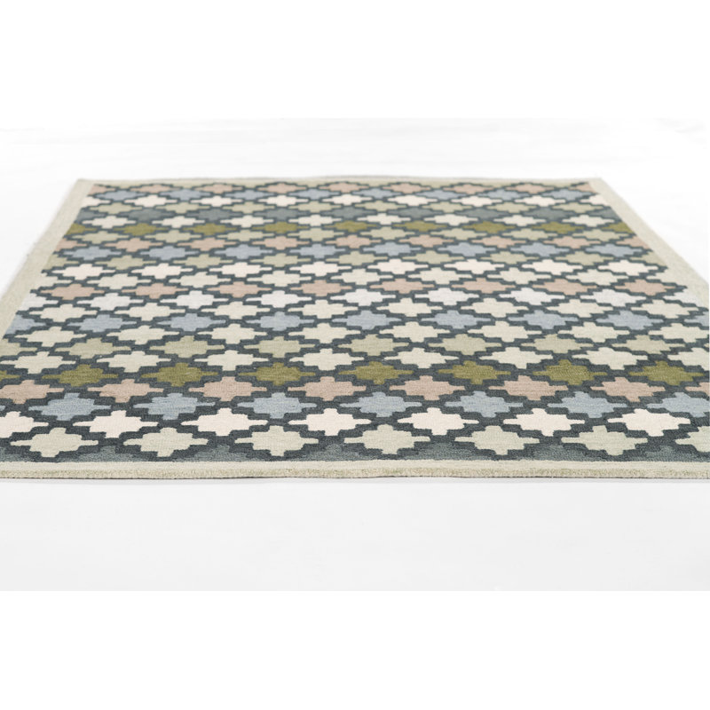 Erin Gates by Momeni Abbot Hand Tufted Wool Geometric Blue Area Rug, Rectangle 9' x 12'