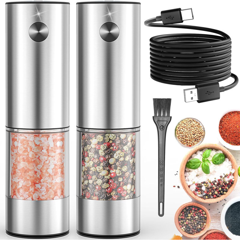 2-pack Electric Salt & Pepper Grinder Silver