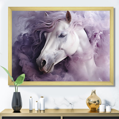 Purple White Horse Ethereal Essence - Horse Canvas Wall Art