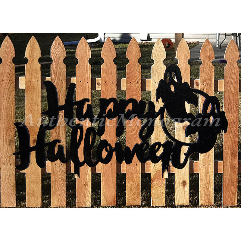 Décoration murale joyeuse halloween avec fantôme en bois, l 24 po, Non peint