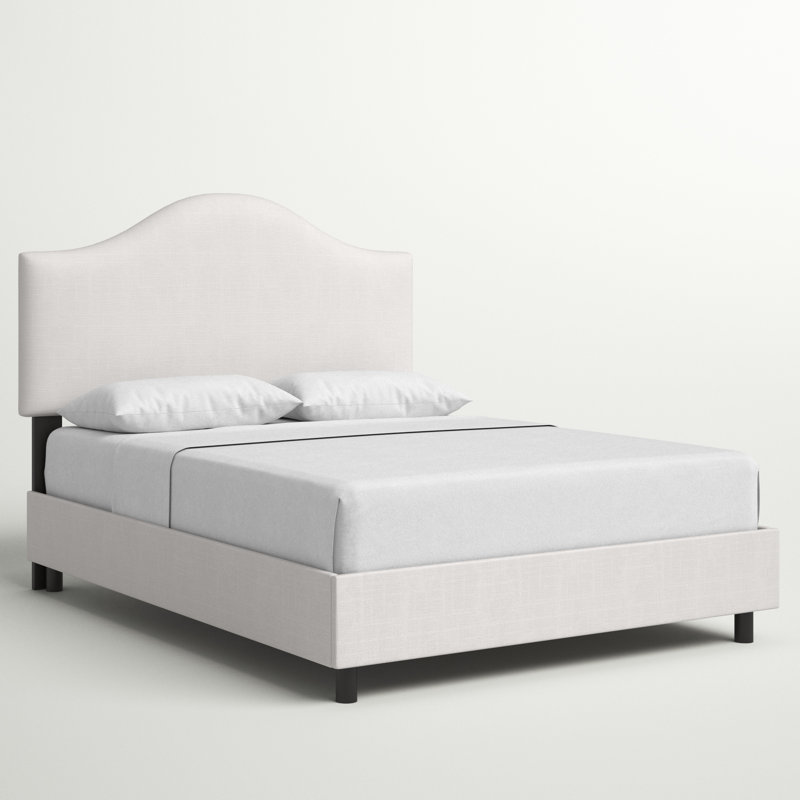 Morris Upholstered Standard Bed, California King, White Performance Twill