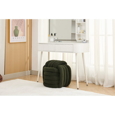 Repose-pieds de salon en tissu chenille, confortable et élégant, structure en bois, rembourré de mousse, sans assemblage moderne, pour les espaces intérieurs, chambre à coucher, chambre, rembourré