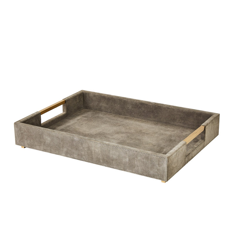 Posh Tray-Grey Suede-Lg, 3.75" H x 22" W x 16.5" D