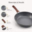 Ensemble de 3 poêles à frire antiadhésives en aluminium, pré-assaisonnées, légères et à chauffage rapide, gris
