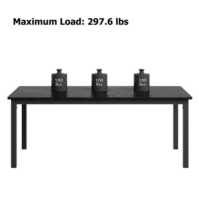 79" Large Industrial Dining Table, Rectangular Wooden Table with Metal Legs for Kitchen, Living Room, Black, Black