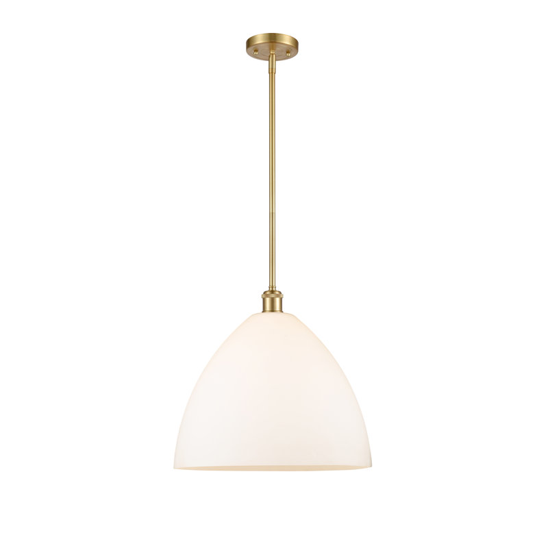 Luminaire suspendu en forme de globe à 1 lumière Allysha, Blanc mat, H 49,75 po x l 16 po x P 16 po, Or satiné