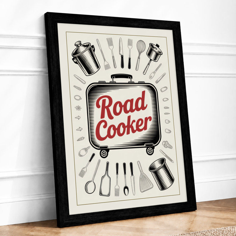 Road Cooker Retro - Framed Print, A3 - 42.0 x 29.7 cm, Black