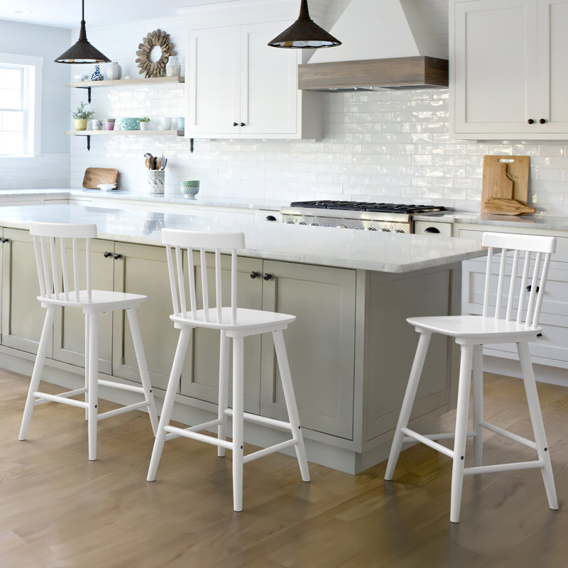 Tabouret Baggett, Blanc, Tabouret de comptoir (siège d'une hauteur de 26 p, 3
