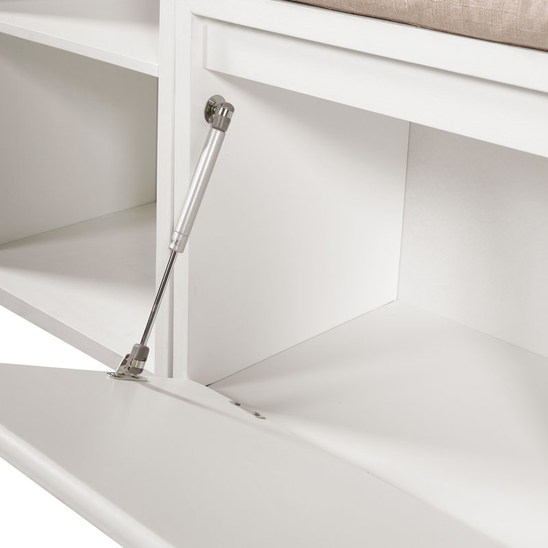 Banc de rangement, rangement pour hall d'entrée, tiroirs et armoire à chaussures rabattable, contemporain, White