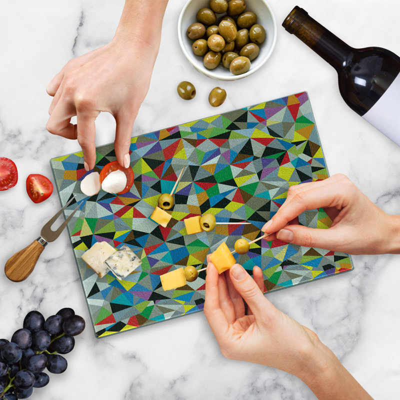 Multicolore planche à découper en verre trempé Ambesonne