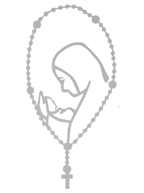 Décalcomanie murale marie rosary maman, Argent, H 36 po x l 18 po x P 0,01 po