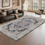 Tapis d'intérieur vintage lavable à la machine Bohème rétro bleu, 5 pi x 7 pi