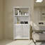 Armoire de rangement en bambou à 2 portes, organisateur multifonctionnel pour salle de bain, salon et cuisine