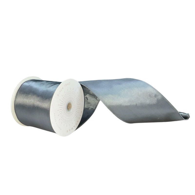 Vickerman 4"x10yd Satin Christmas Ribbon, Pewter