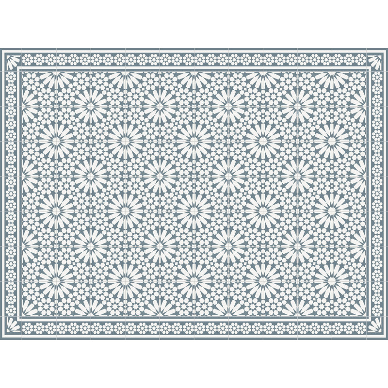 Abhirami Vinyl Machine Printed Area Rug, Rectangle 3'3.4" x 4'4.4"