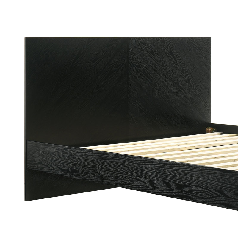 Branon Platform Bed Frame in Wood with Black Finish, Queen