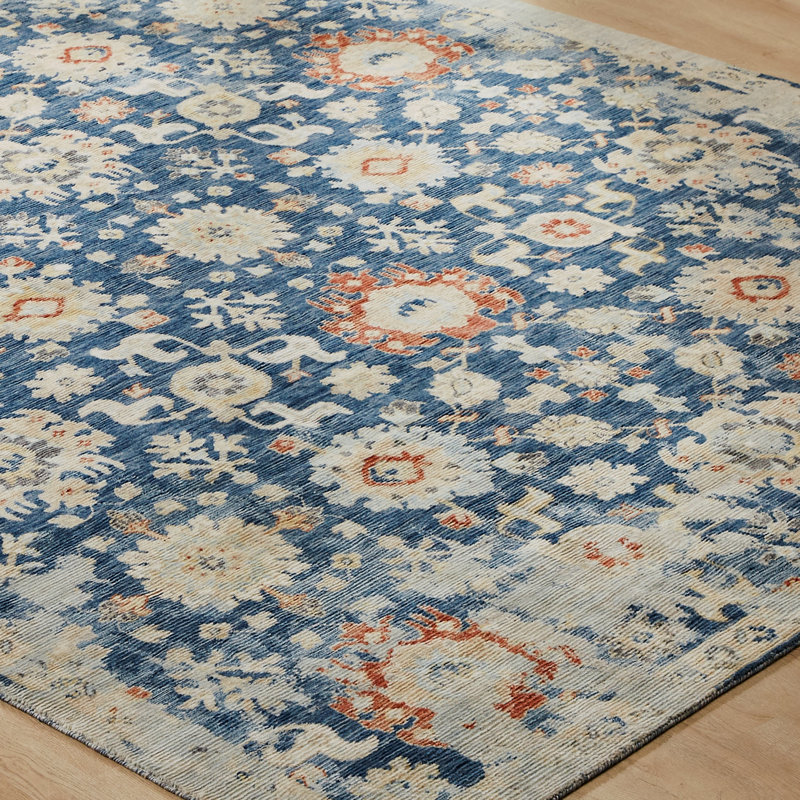 Rosemont Wool Oriental Area Rug in Blue, Rectangle 3'6" x 5'6"