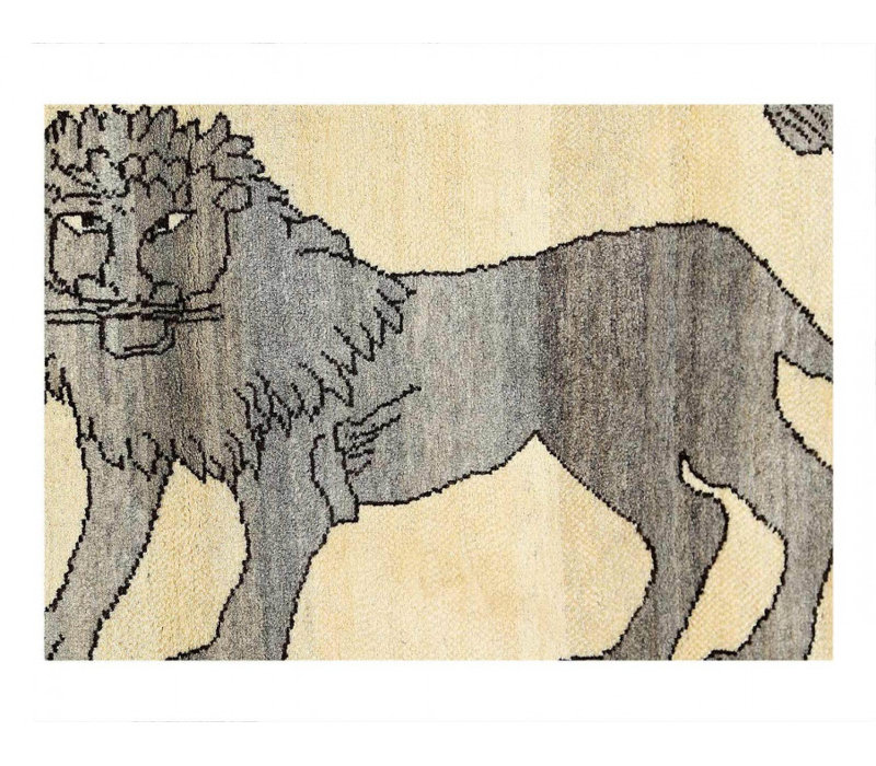 Handmade Persian Gabbeh Pictorial Lion Accent 2'8"X 4'3"