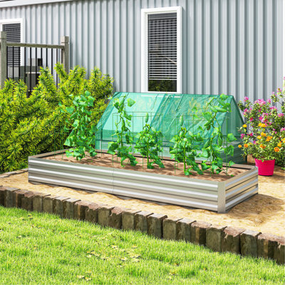 Lit de jardin surélevé galvanisé 95 po x 36 po x 12 po Outsunny, pot de fleurs surélevé en métal, bricolage et nettoyage faciles pour faire pousser des fleurs, des herbes et de l'argent