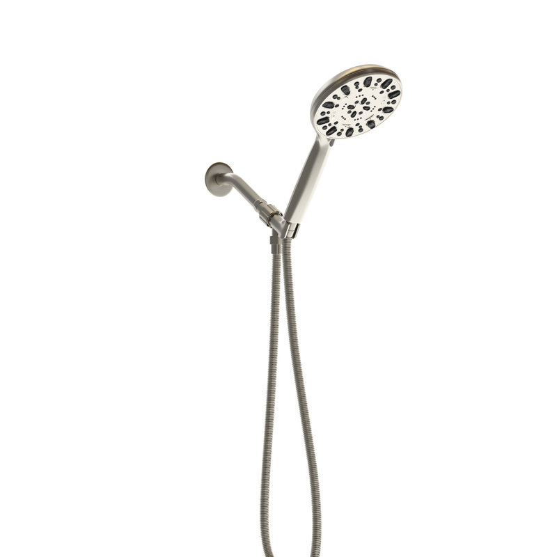 Brushed Nickel Hand Shower With 7 Spray Modes - 4.7" Gel Nozzle Head, 59" Stainless Steel Hose, Adjustable Holder For Relaxing Bath 7 In 4.7-Inch 59-Inch Personalized Bathing Comfort