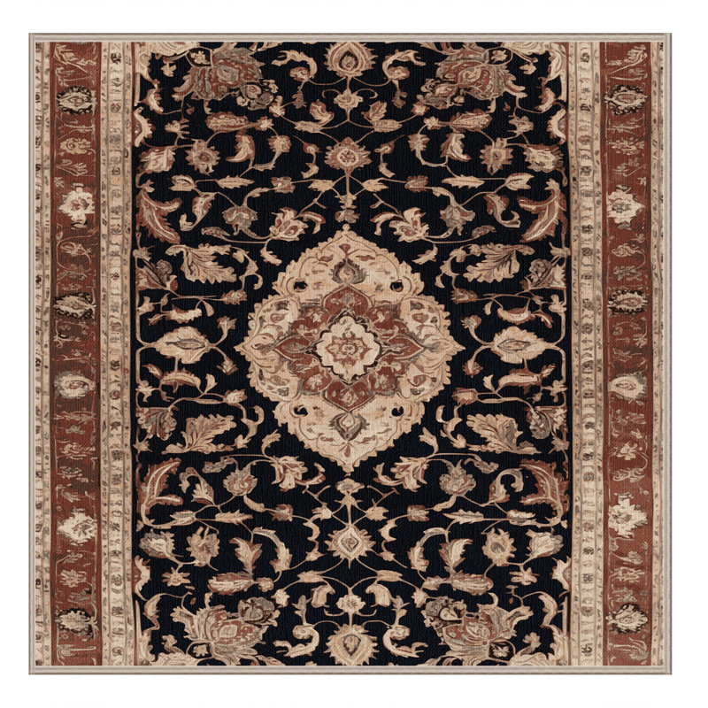 Machine Washable Persian Brown Area Rug, Square 8'