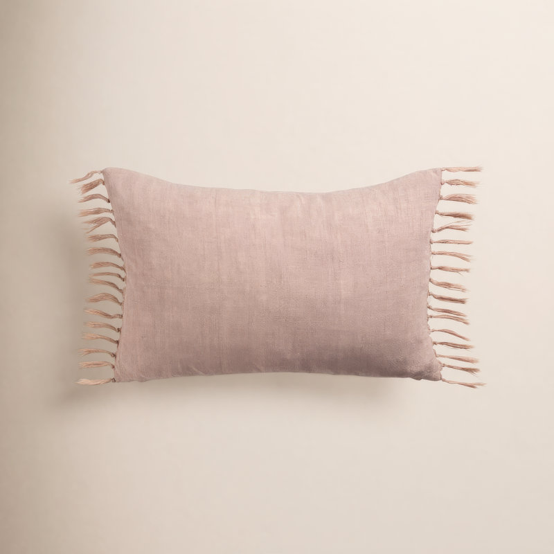 Sharron Tassels Linen Reversible Throw Pillow, Pillow Cover Only - No Insert, Pink