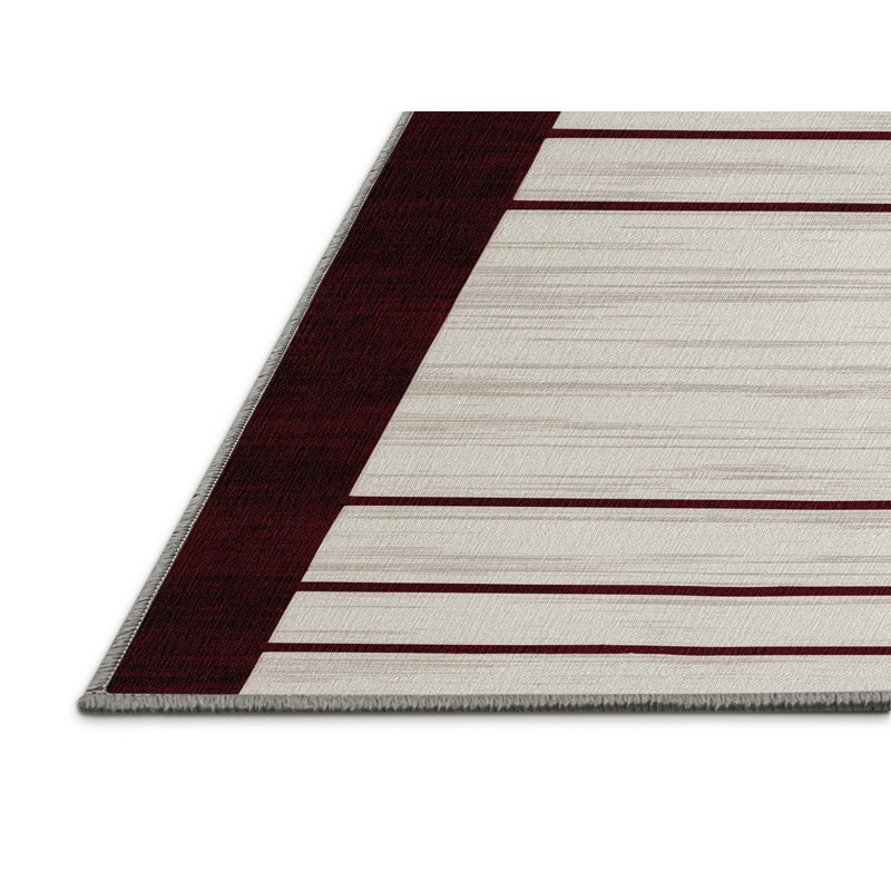 Tapis gris à rayures horizontales lavable à la machine