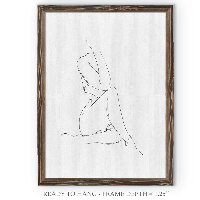 " Nude Contour Sketch I " by Paul Cezanne, 24" H x 18" W x 1.25" D, Mocha Canvas Framed, No Mat